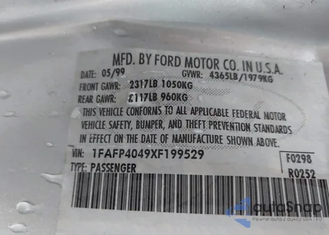 1999 Ford Mustang from USA, damaged, VIN 1FAFP4049XF199529